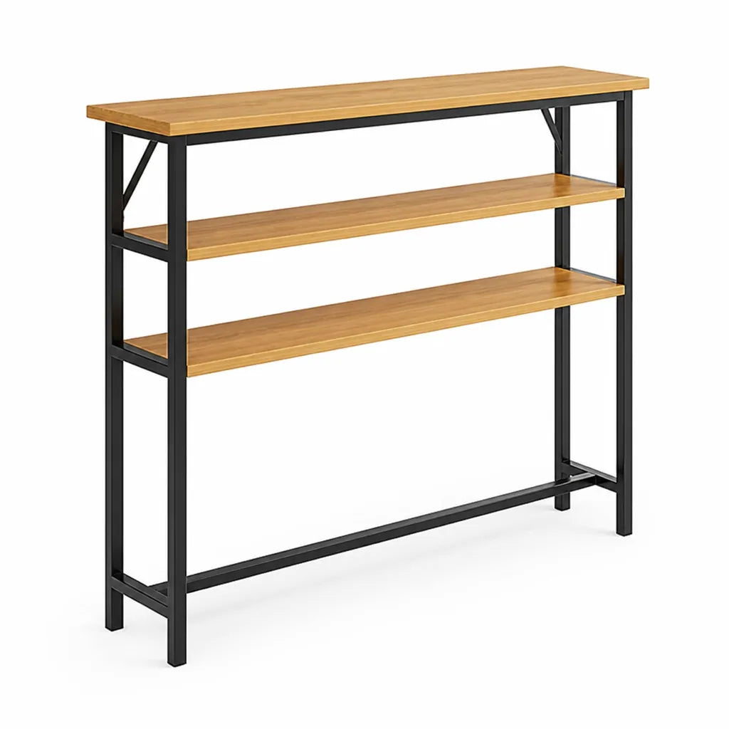 Console Table Slim Profile Scratch-Resistant Wood-Look Top