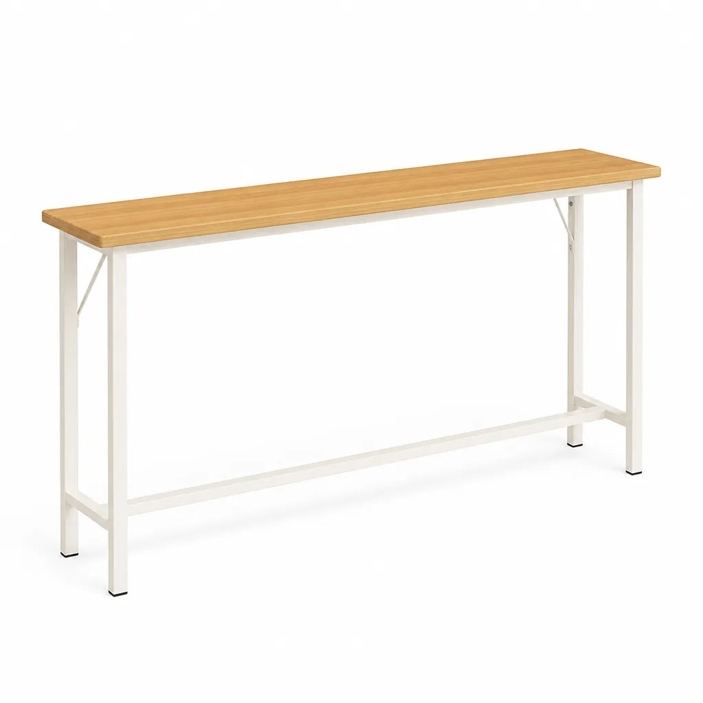 Console Table Slim Profile Scratch-Resistant Wood-Look Top