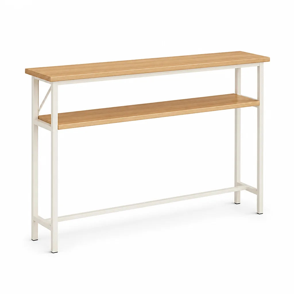 Console Table Slim Profile Scratch-Resistant Wood-Look Top