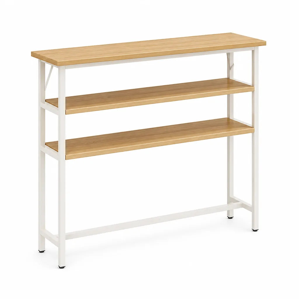 Console Table Slim Profile Scratch-Resistant Wood-Look Top