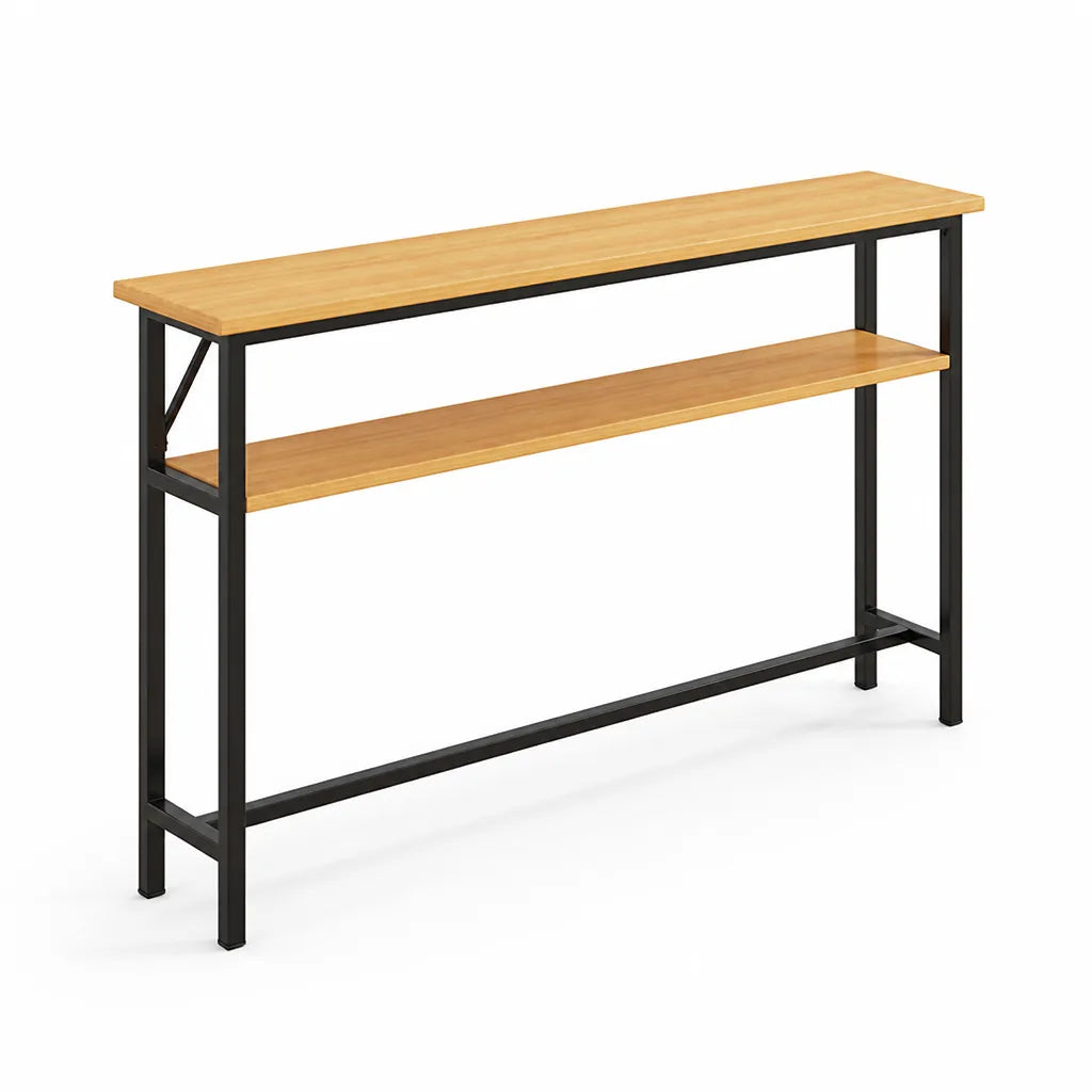 Console Table Slim Profile Scratch-Resistant Wood-Look Top