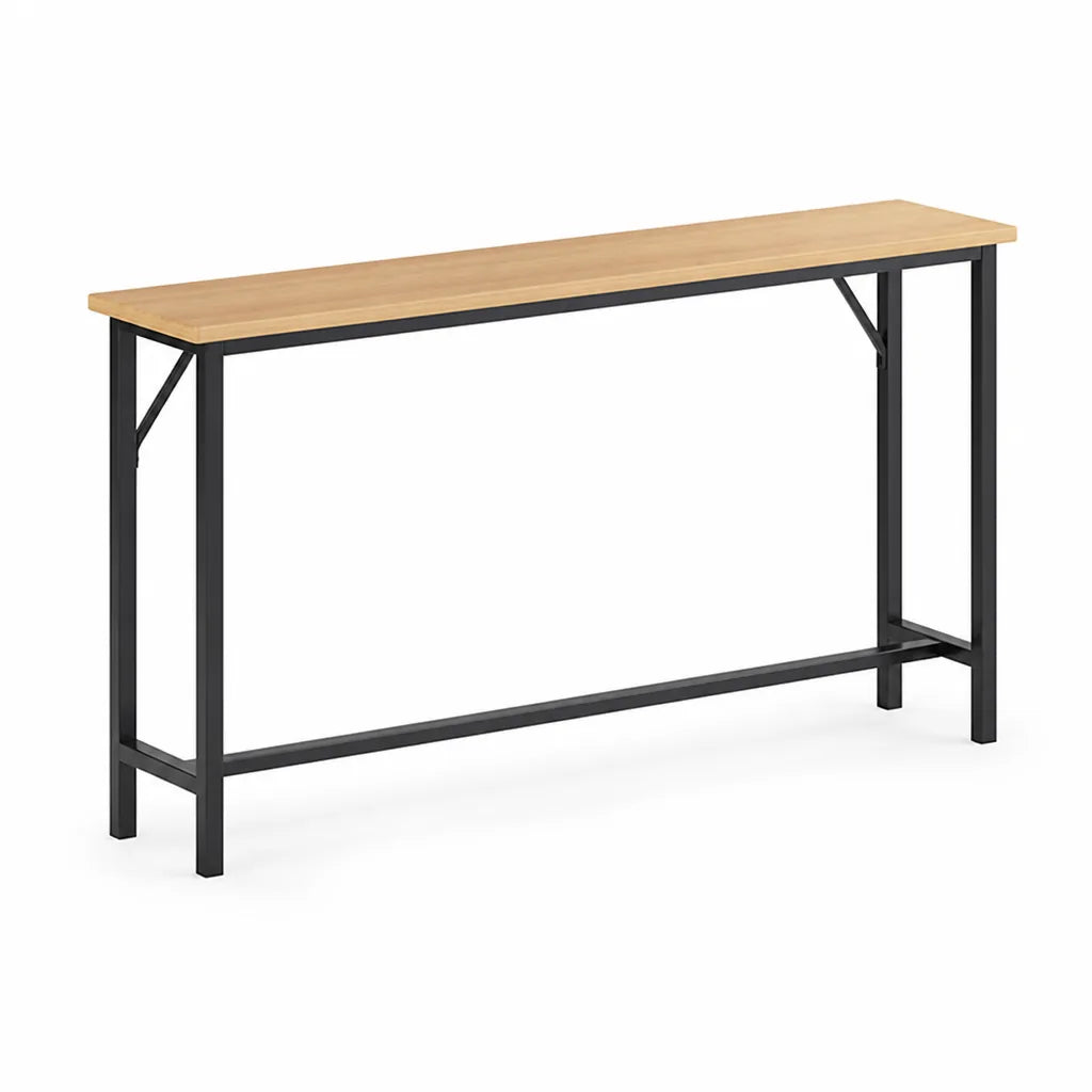Console Table Slim Profile Scratch-Resistant Wood-Look Top