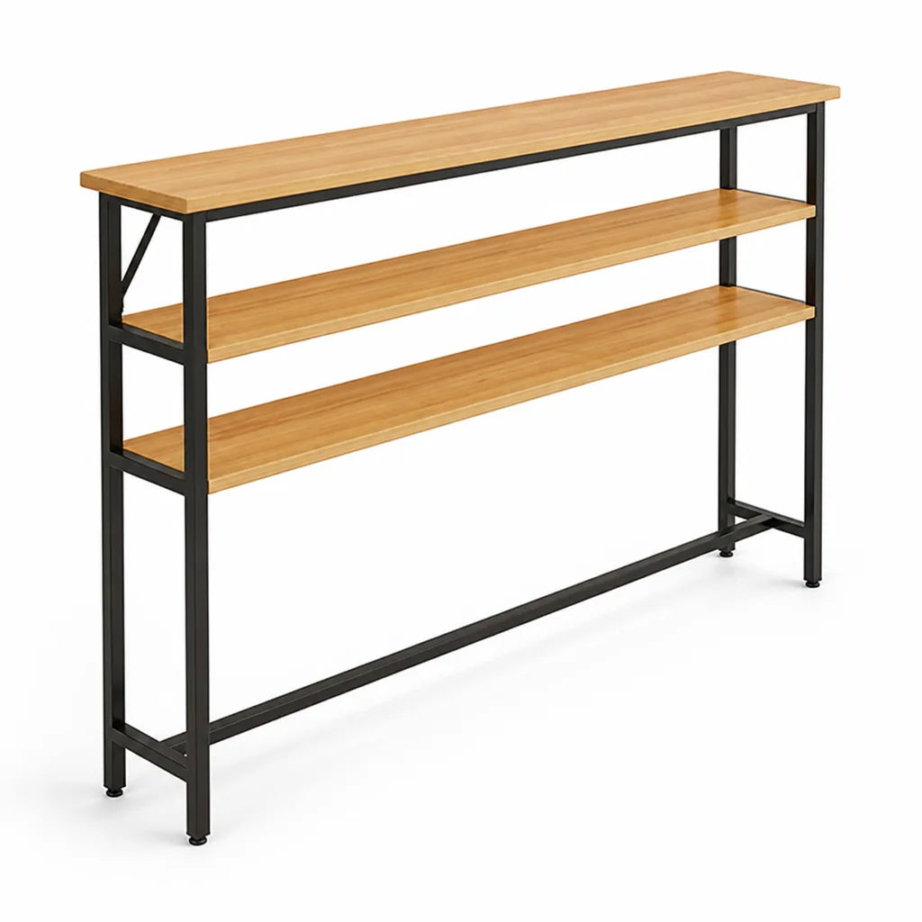 Console Table Slim Profile Scratch-Resistant Wood-Look Top