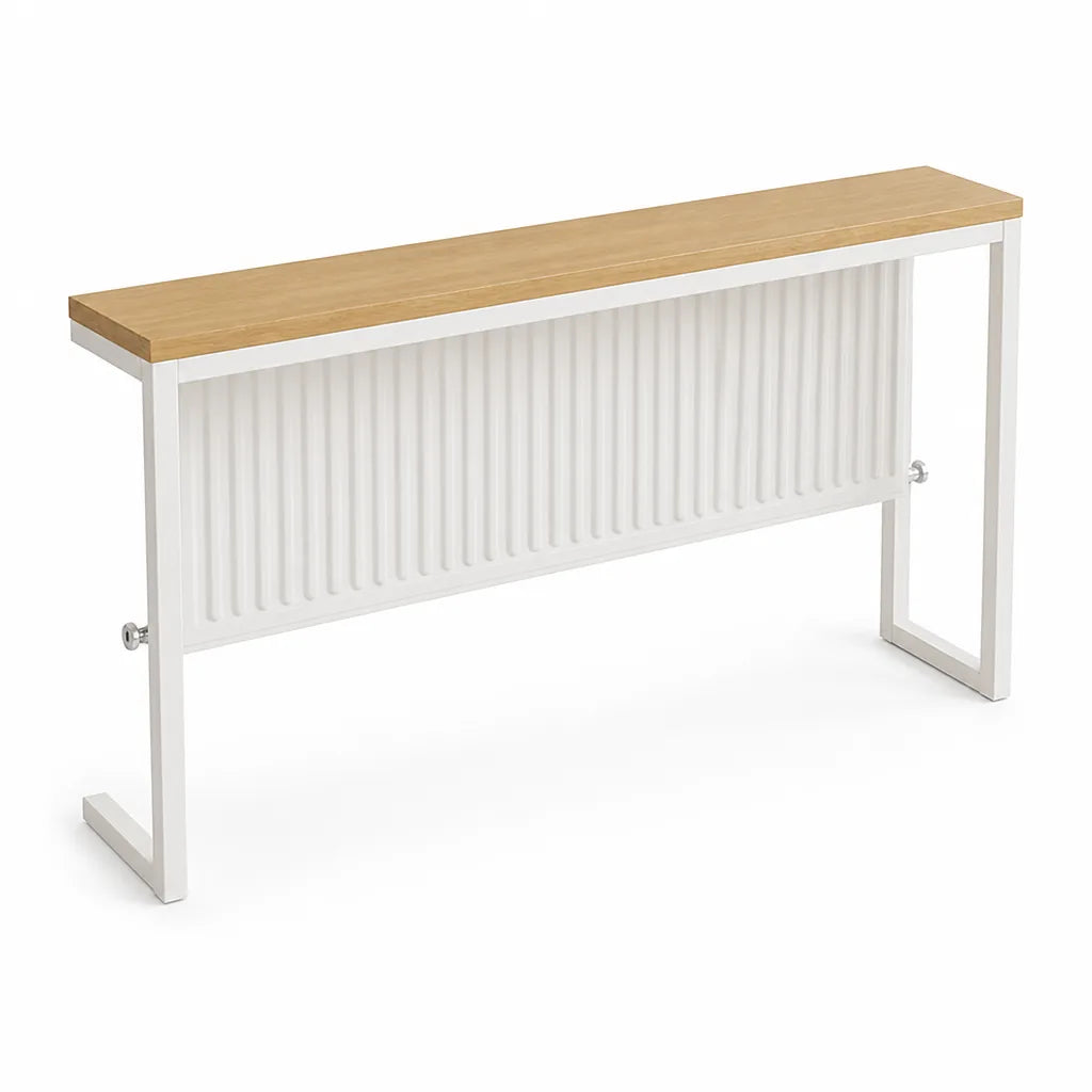 Console Table Slim Space-Saving Wood-Grain Top & Metal Frame
