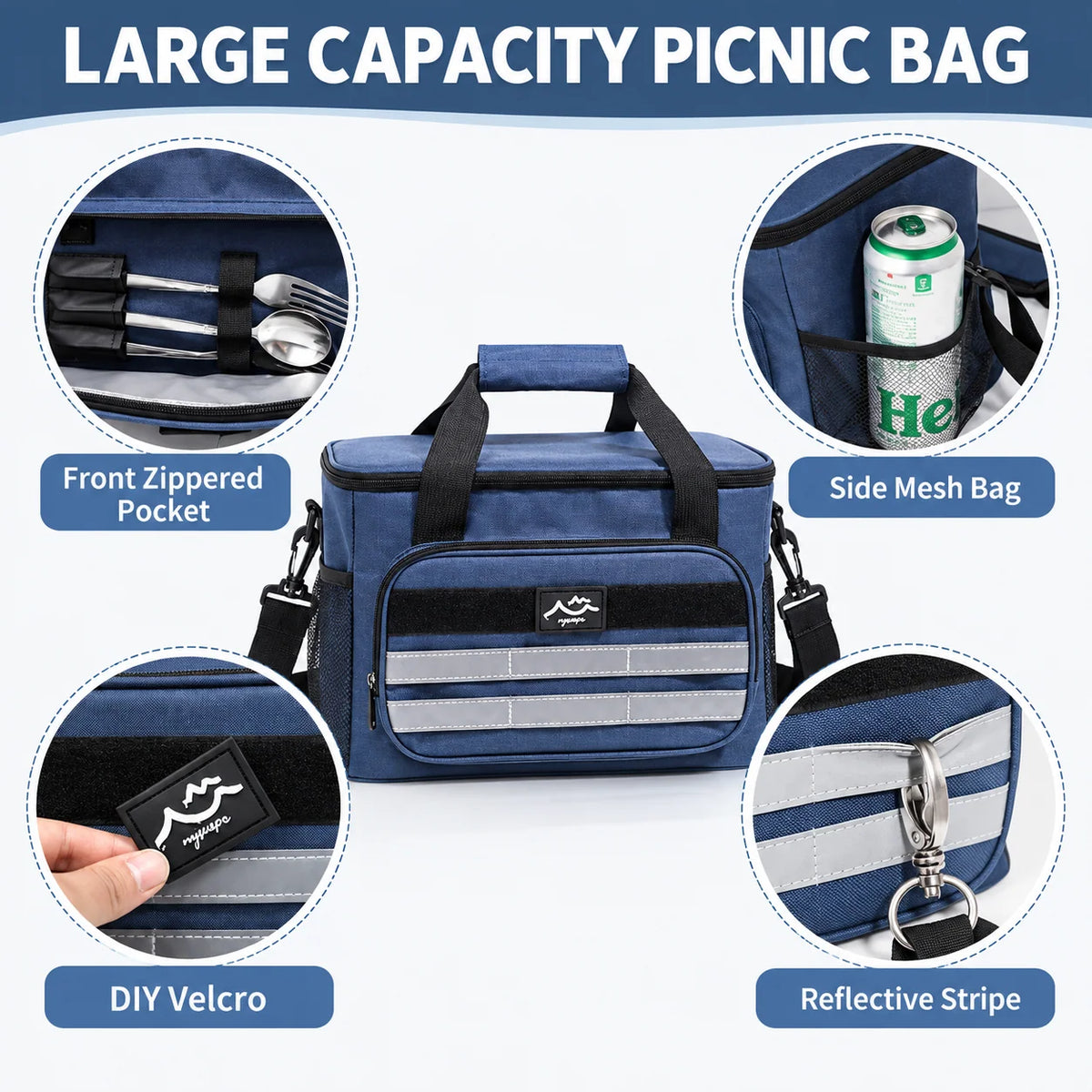 Cooler Bag Four-Layer Insulation Easy-Clean Lining Adjustable Strap