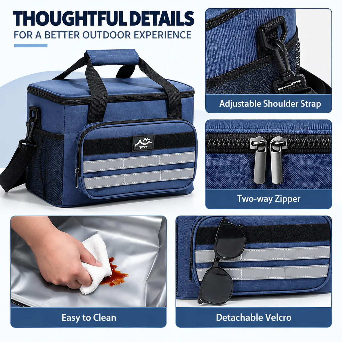Cooler Bag Four-Layer Insulation Easy-Clean Lining Adjustable Strap