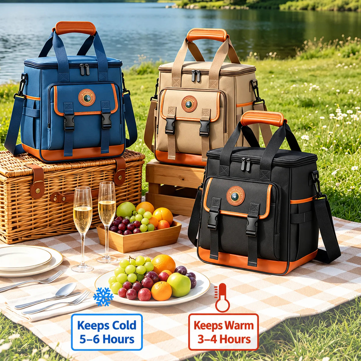 Cooler Bag Insulated Multi-Compartment Adjustable Shoulder Strap
