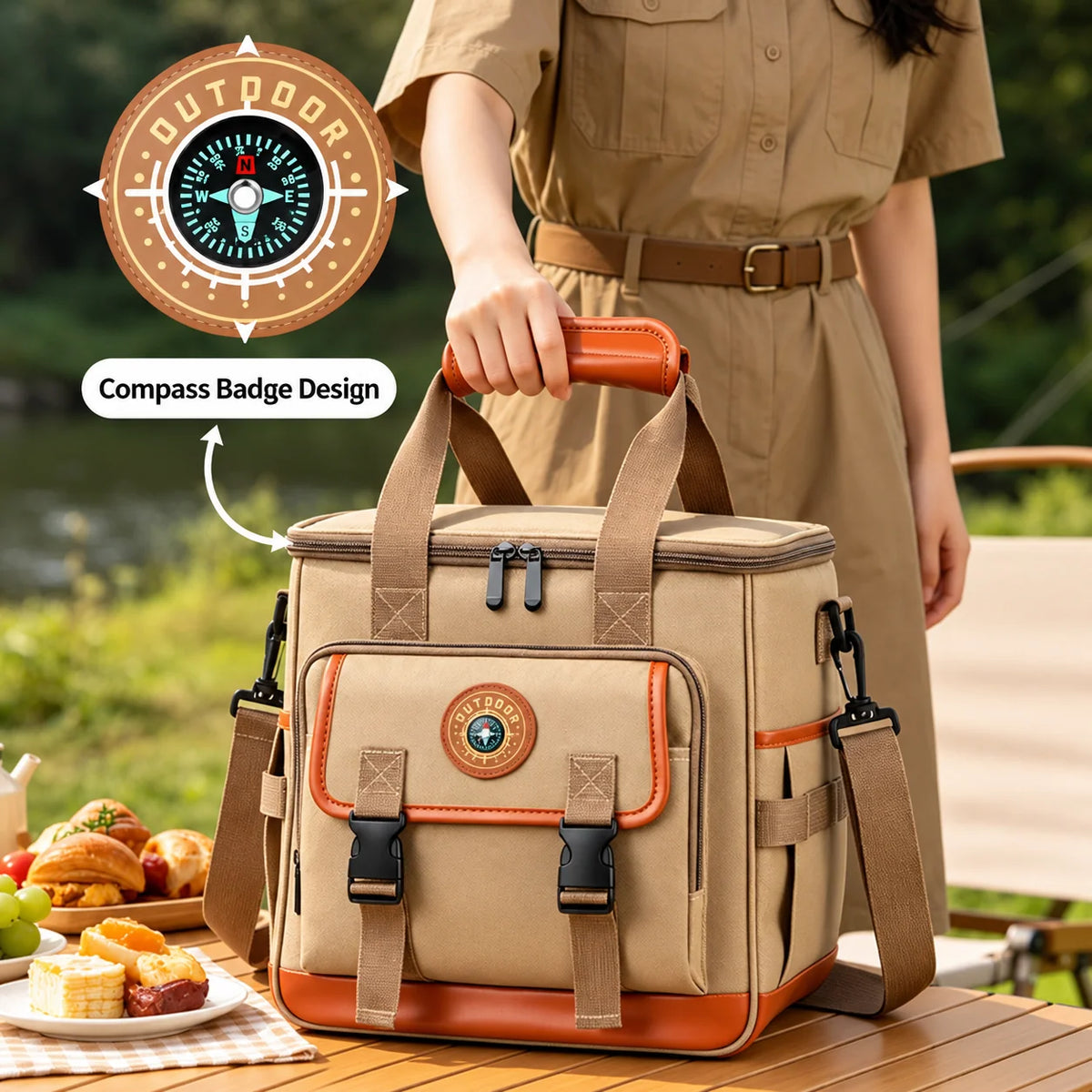 Cooler Bag Insulated Multi-Compartment Adjustable Shoulder Strap