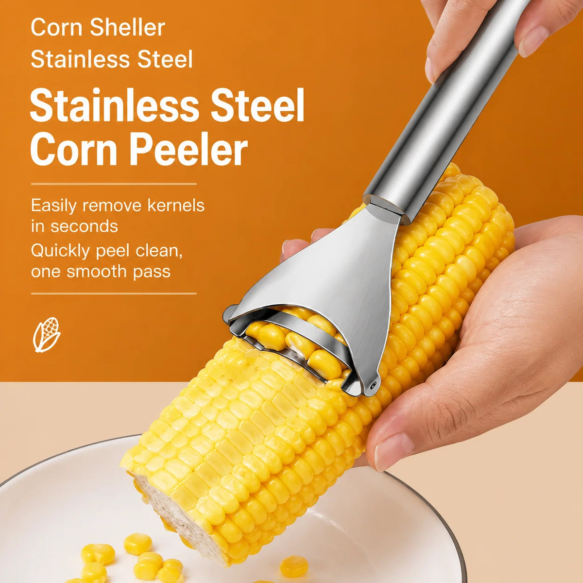 Corn Peeler Serrated Stainless Steel Blade Non-Slip Handle
