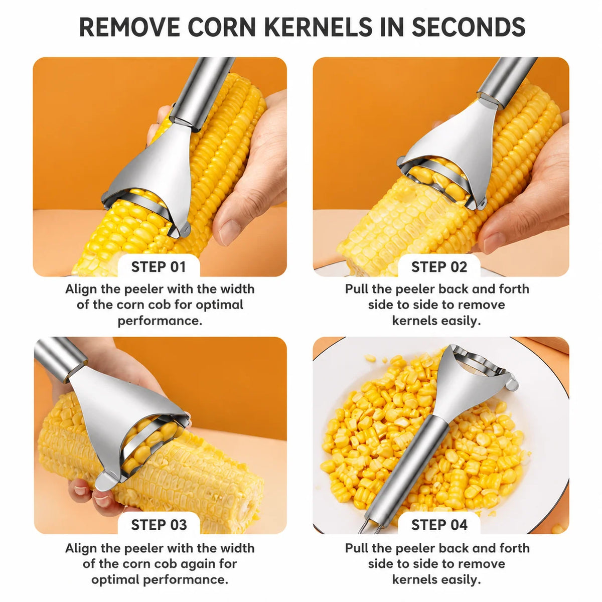 Corn Peeler Serrated Stainless Steel Blade Non-Slip Handle