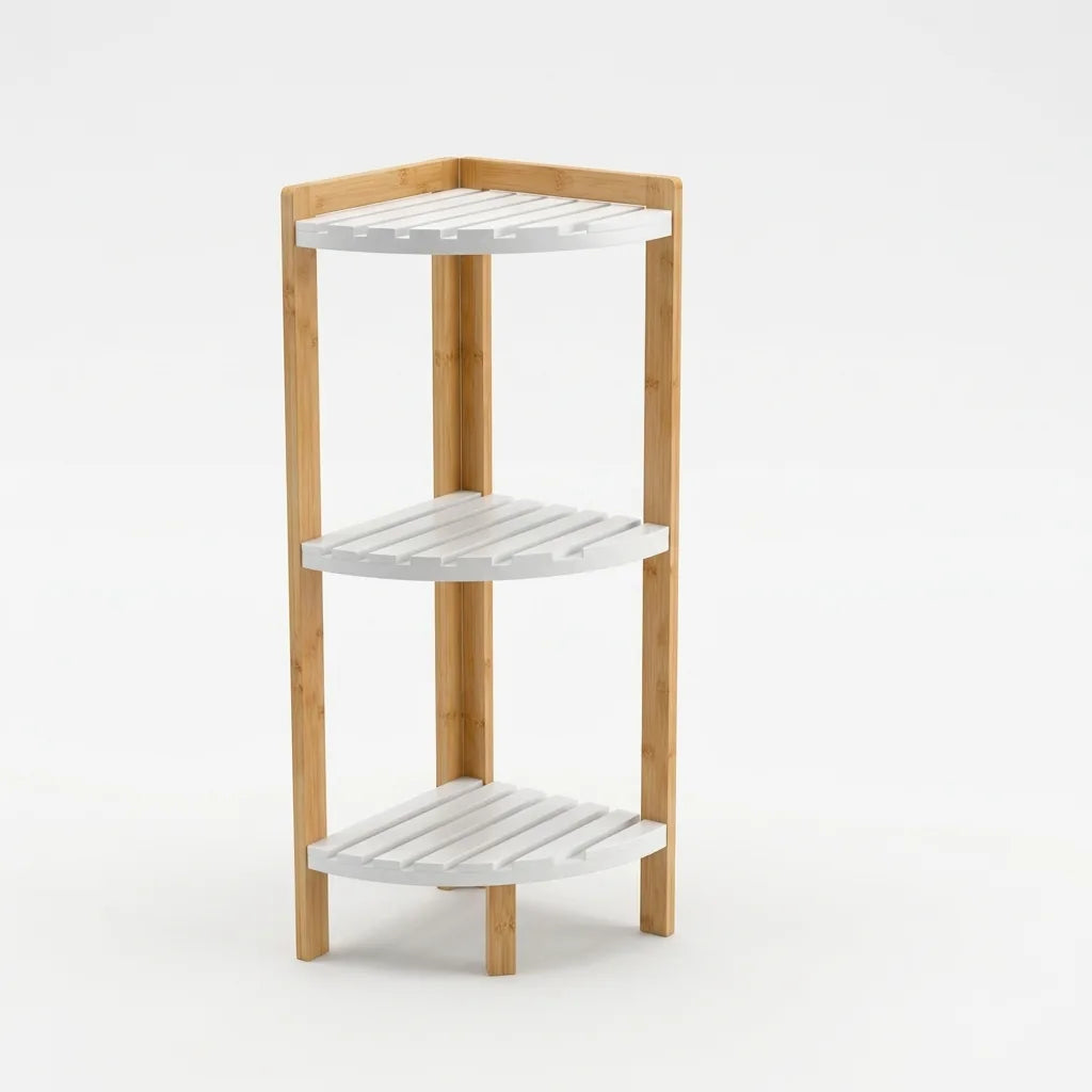 Corner Storage Shelf Solid Bamboo Space-Saving Design