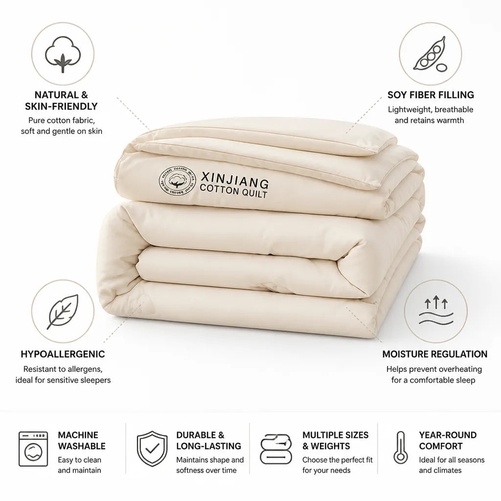 Cotton Quilt Hypoallergenic Soy Fiber Filling