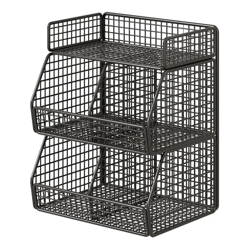 Countertop Organizer Coated Wire Two Baskets Top Shelf