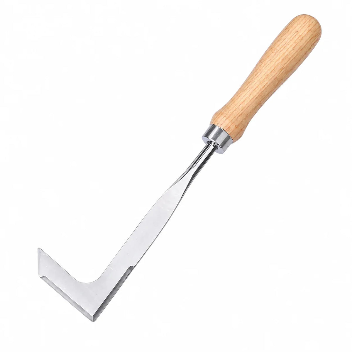 Crevice Weeding Tool L-Shaped Stainless Steel Blade Wooden Handle