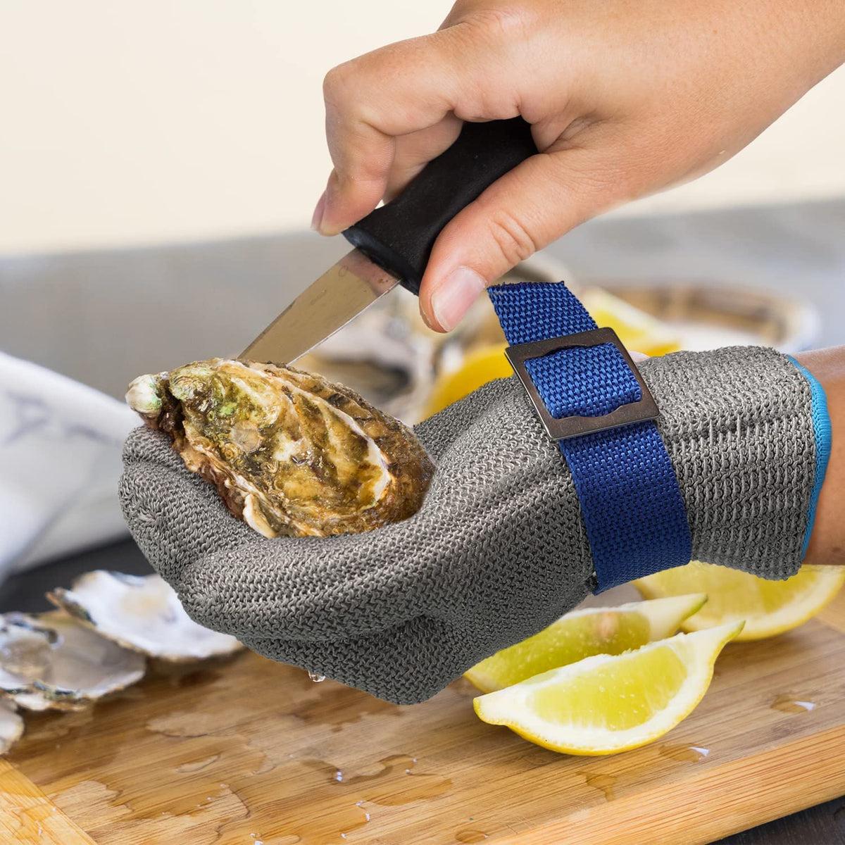 Cut-Resistant Glove 316L Stainless Steel Mesh ANSI A9 Dishwasher-Safe