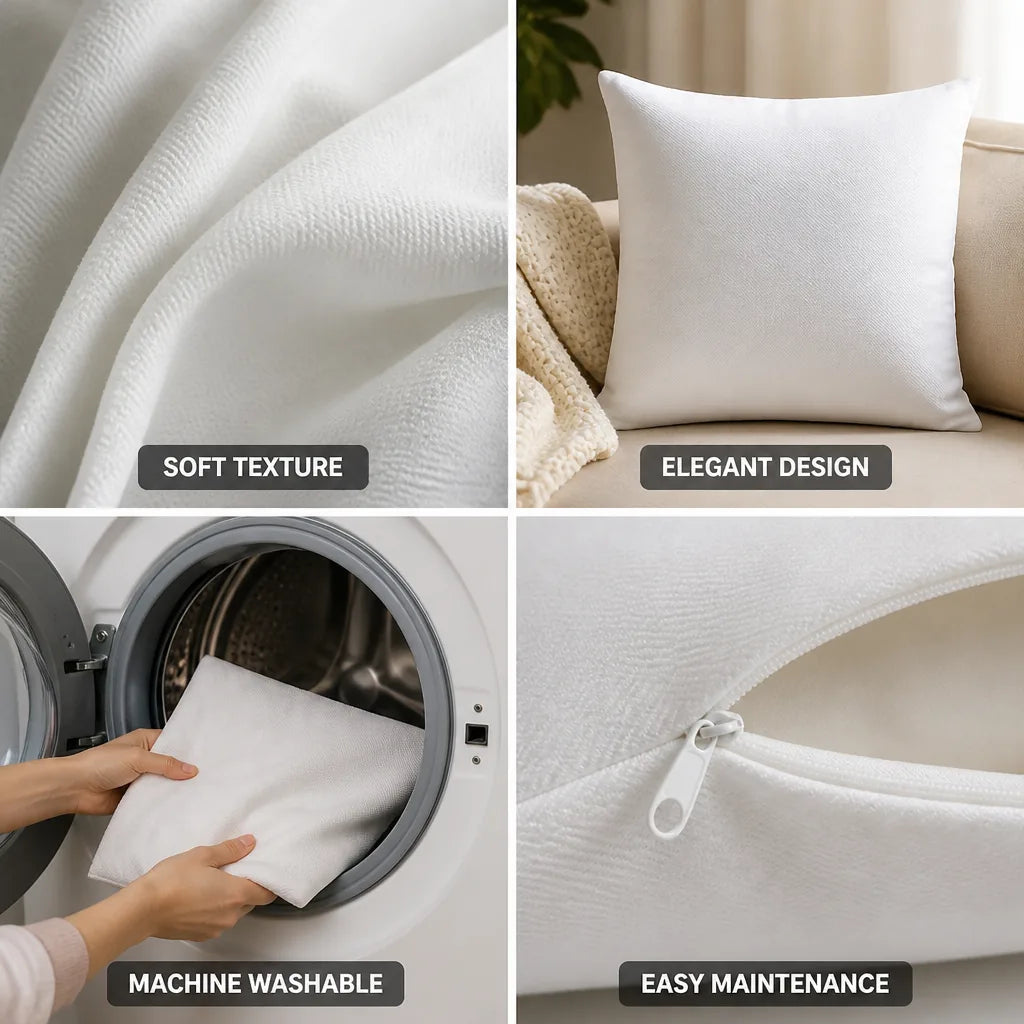 Decorative Pillow Cover Short Pile Soft Texture Machine Washable