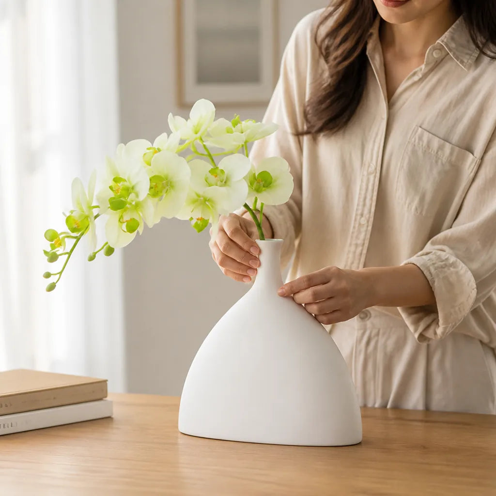 Decorative Vase White Ceramic Modern Minimalist Design