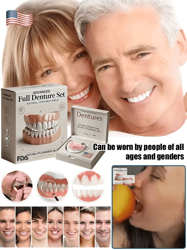 Denture Set Moldable Natural Rubber Reusable Upper & Lower Pieces