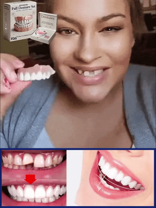 Denture Set Moldable Natural Rubber Reusable Upper & Lower Pieces