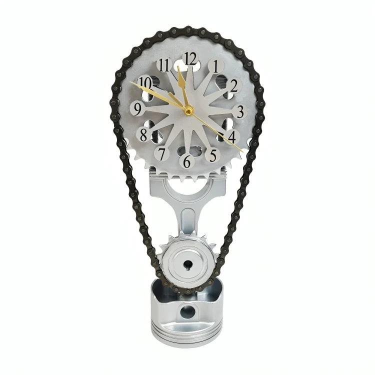 Desk Clock Rotating Gears USB Powered Industrial Style