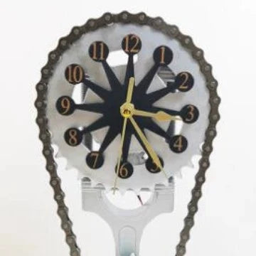 Desk Clock Rotating Gears USB Powered Industrial Style