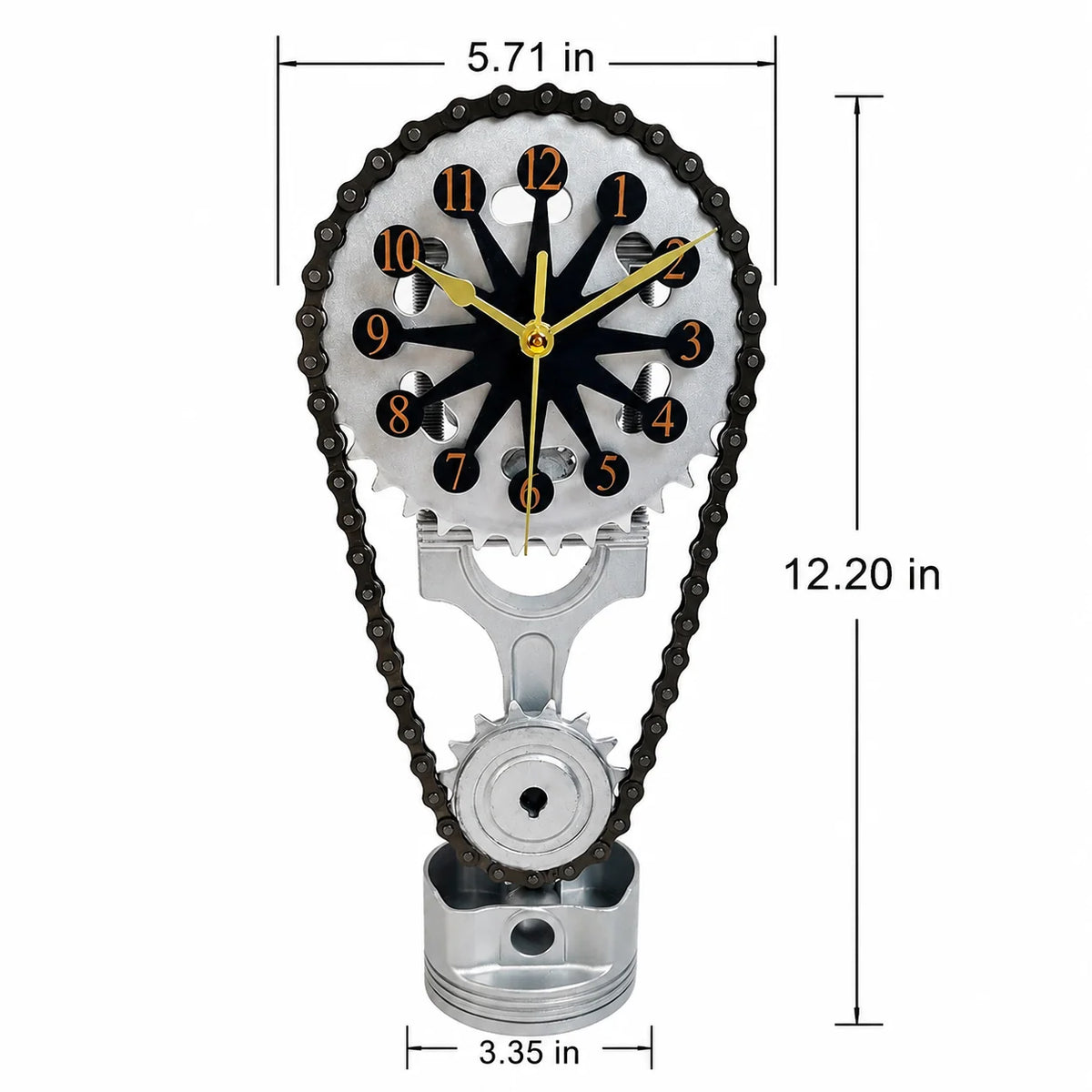 Desk Clock Rotating Gears USB Powered Industrial Style