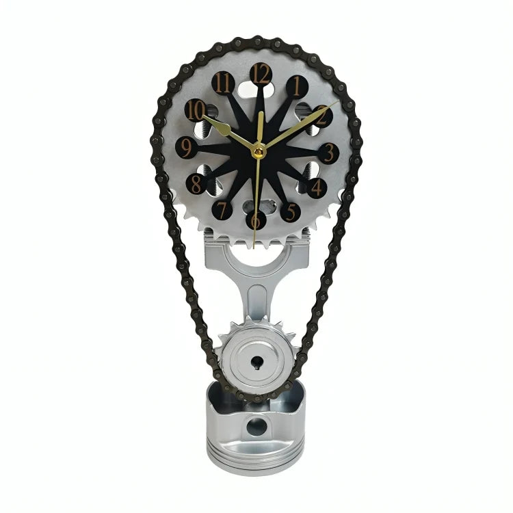 Desk Clock Rotating Gears USB Powered Industrial Style
