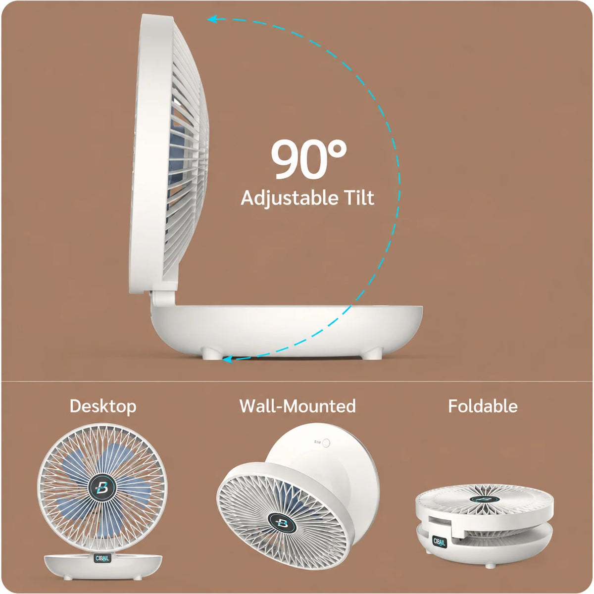 Desk Fan Cordless USB Rechargeable 36-Hour Battery Life