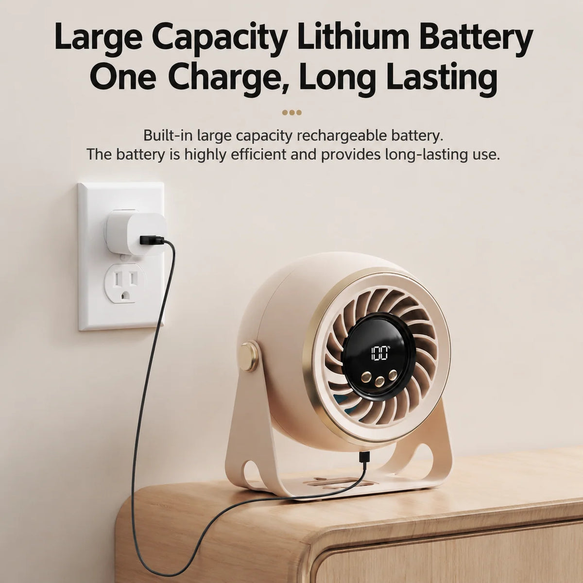 Desk Fan Rechargeable Cordless Quiet Brushless Motor