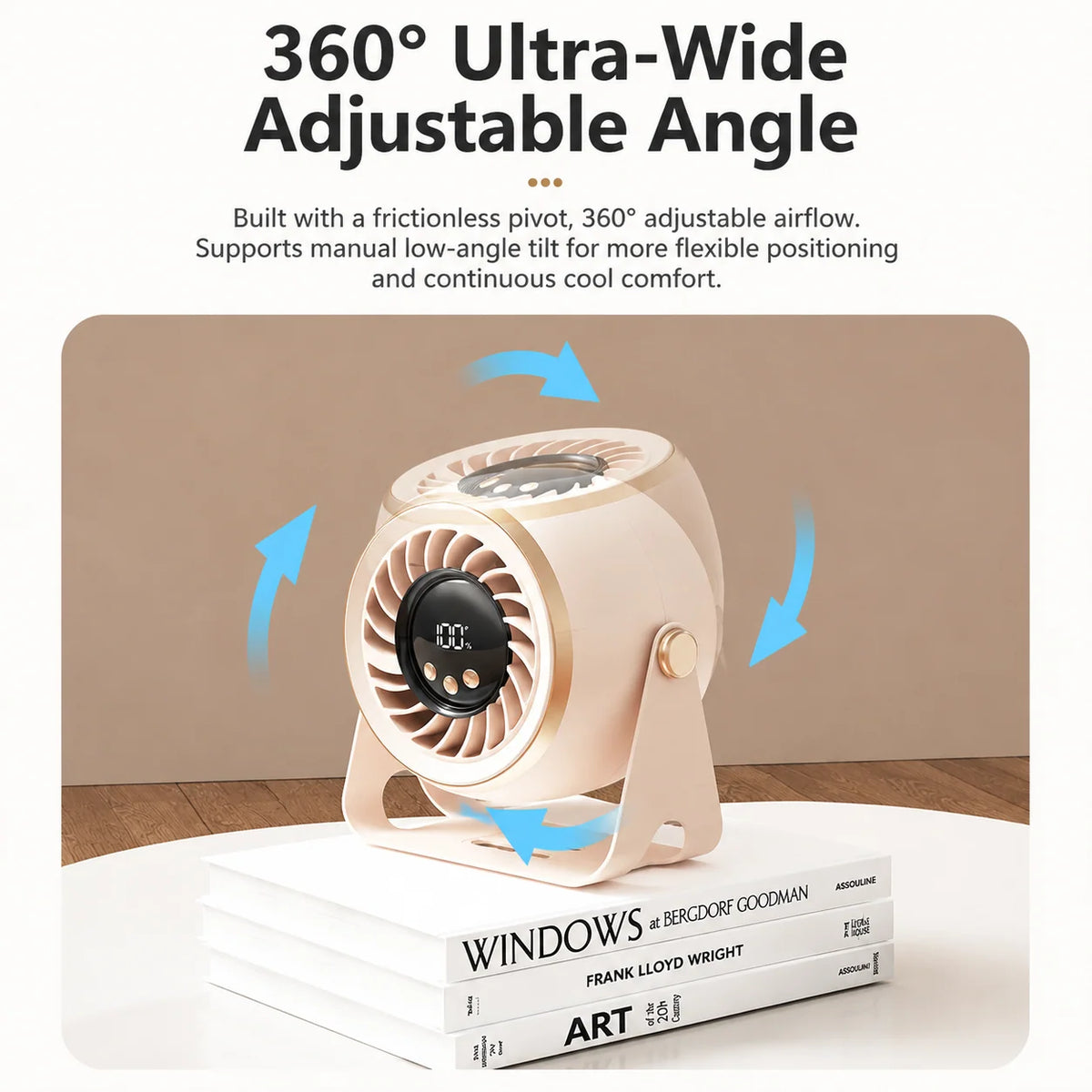 Desk Fan Rechargeable Cordless Quiet Brushless Motor