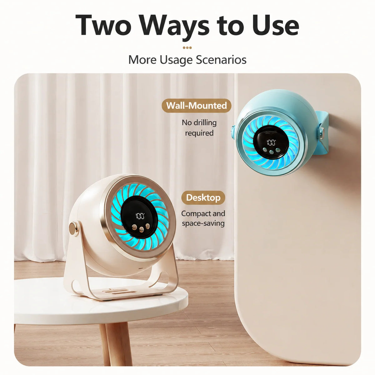 Desk Fan Rechargeable Cordless Quiet Brushless Motor