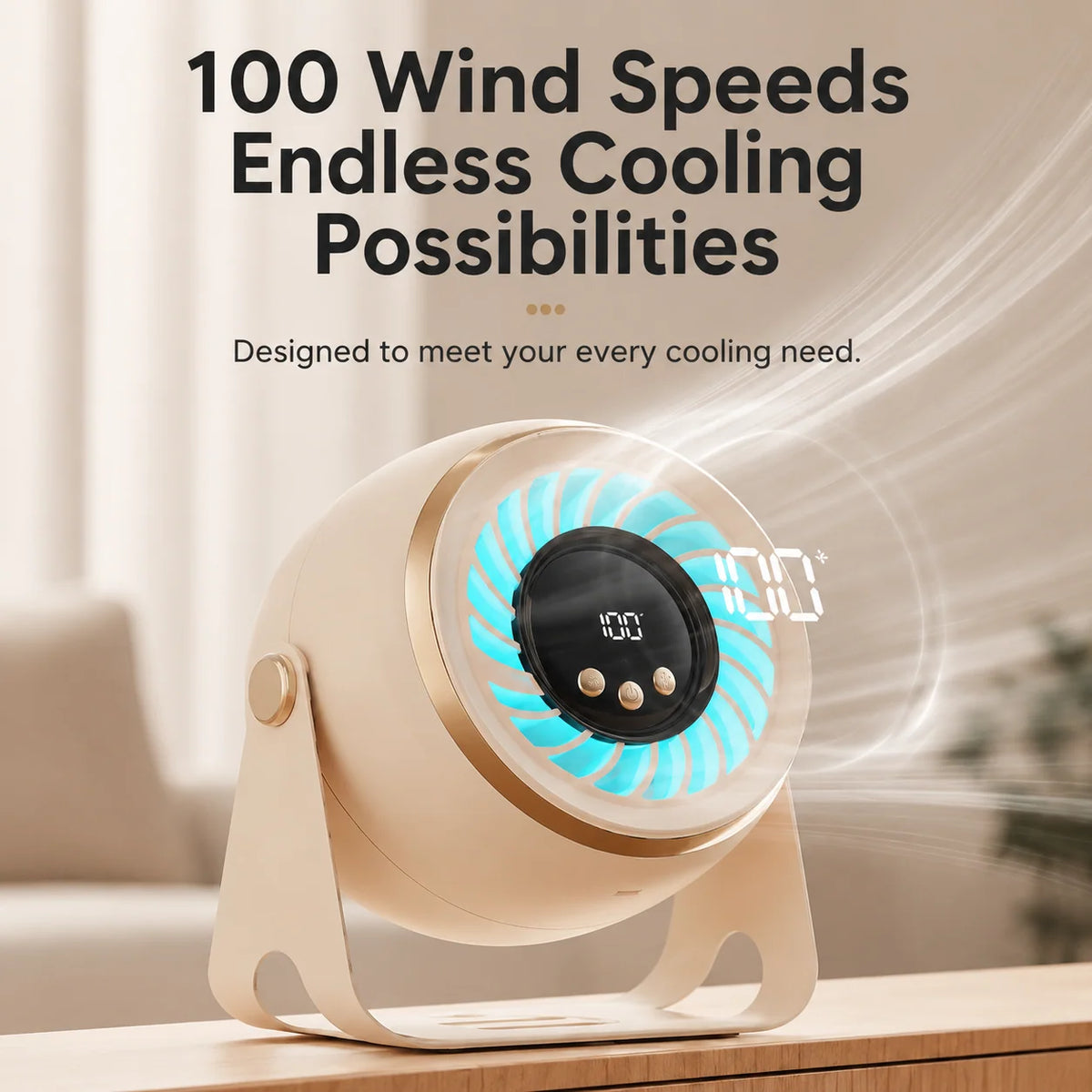 Desk Fan Rechargeable Cordless Quiet Brushless Motor