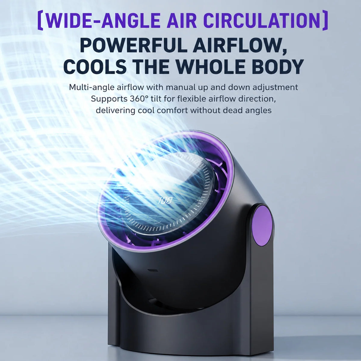 Desk Fan USB Powered Oscillating Adjustable Airflow