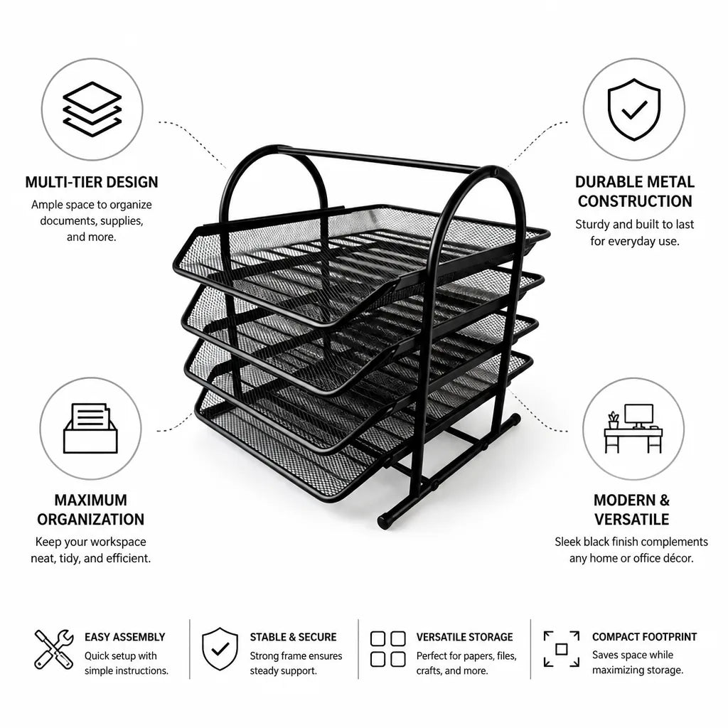Desk Organizer Multi-Tier Sturdy Metal