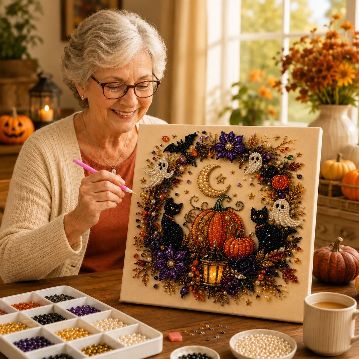 Diamond Painting Kit 3D Pearl Beads Beginner-Friendly