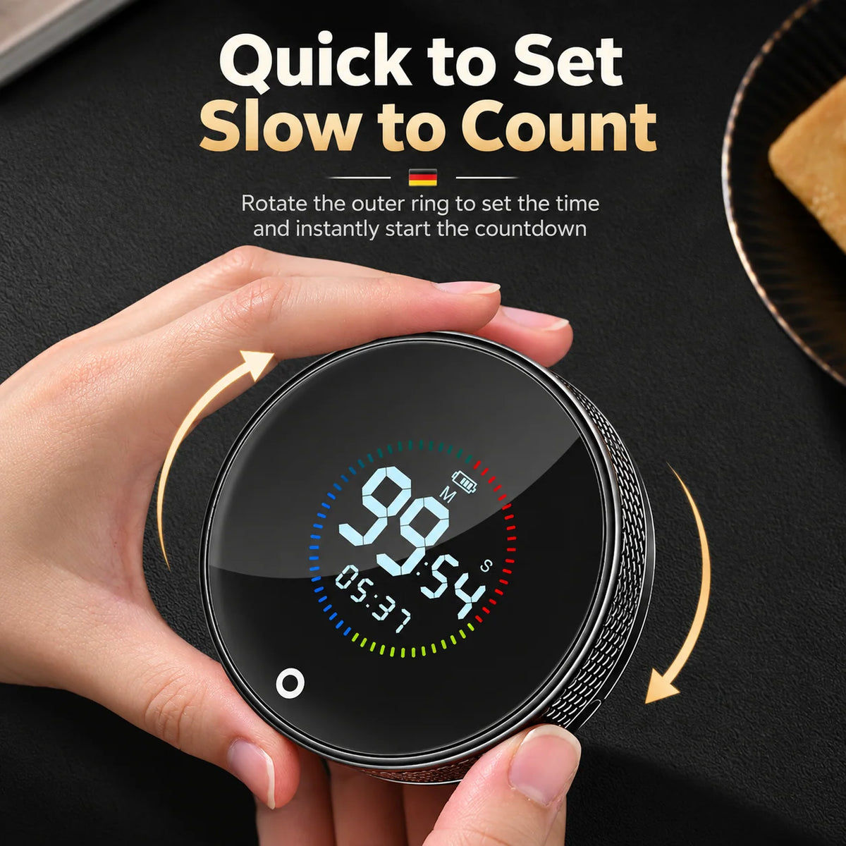 Digital Countdown Timer USB-C Rechargeable Magnetic Back