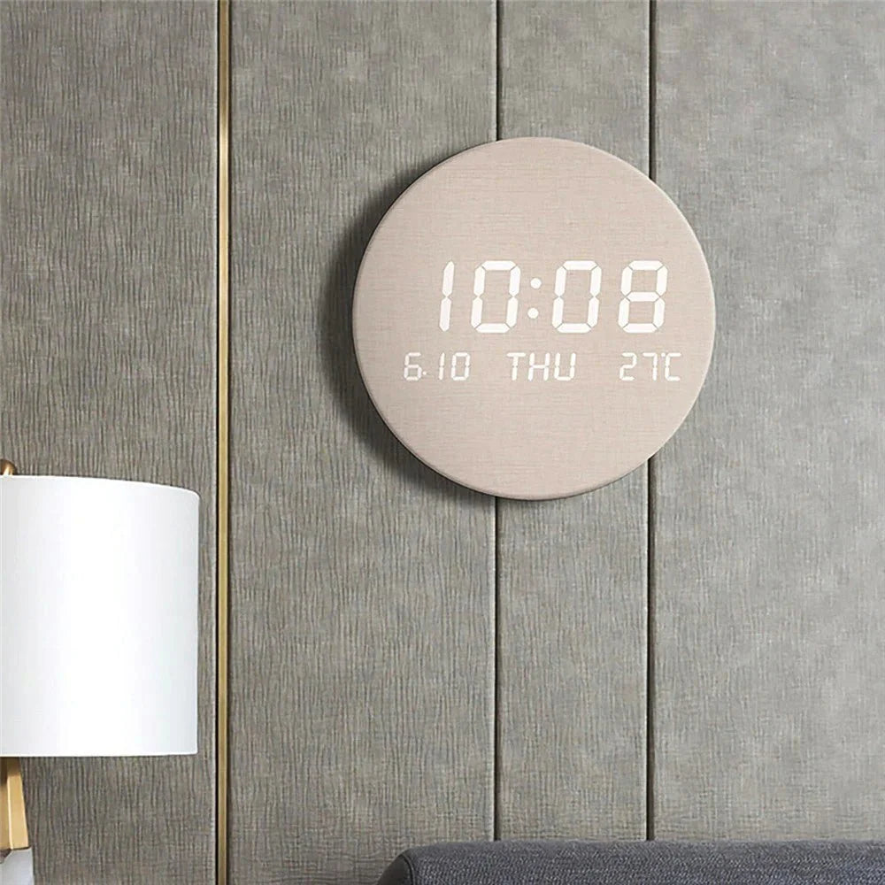 Digital Desk Clock LED Display Compact 7.7-Inch Design