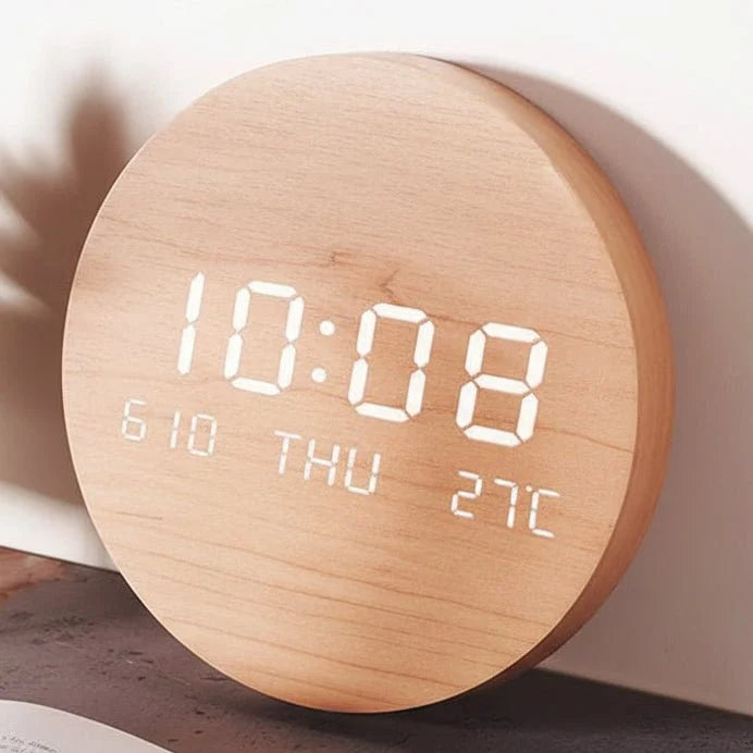 Digital Desk Clock LED Display Compact 7.7-Inch Design