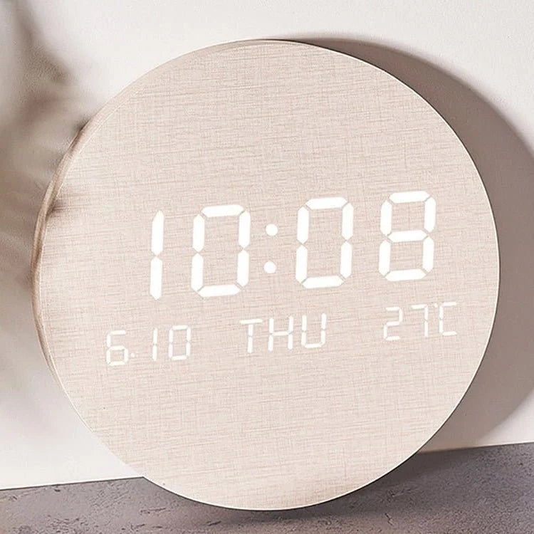 Digital Desk Clock LED Display Compact 7.7-Inch Design