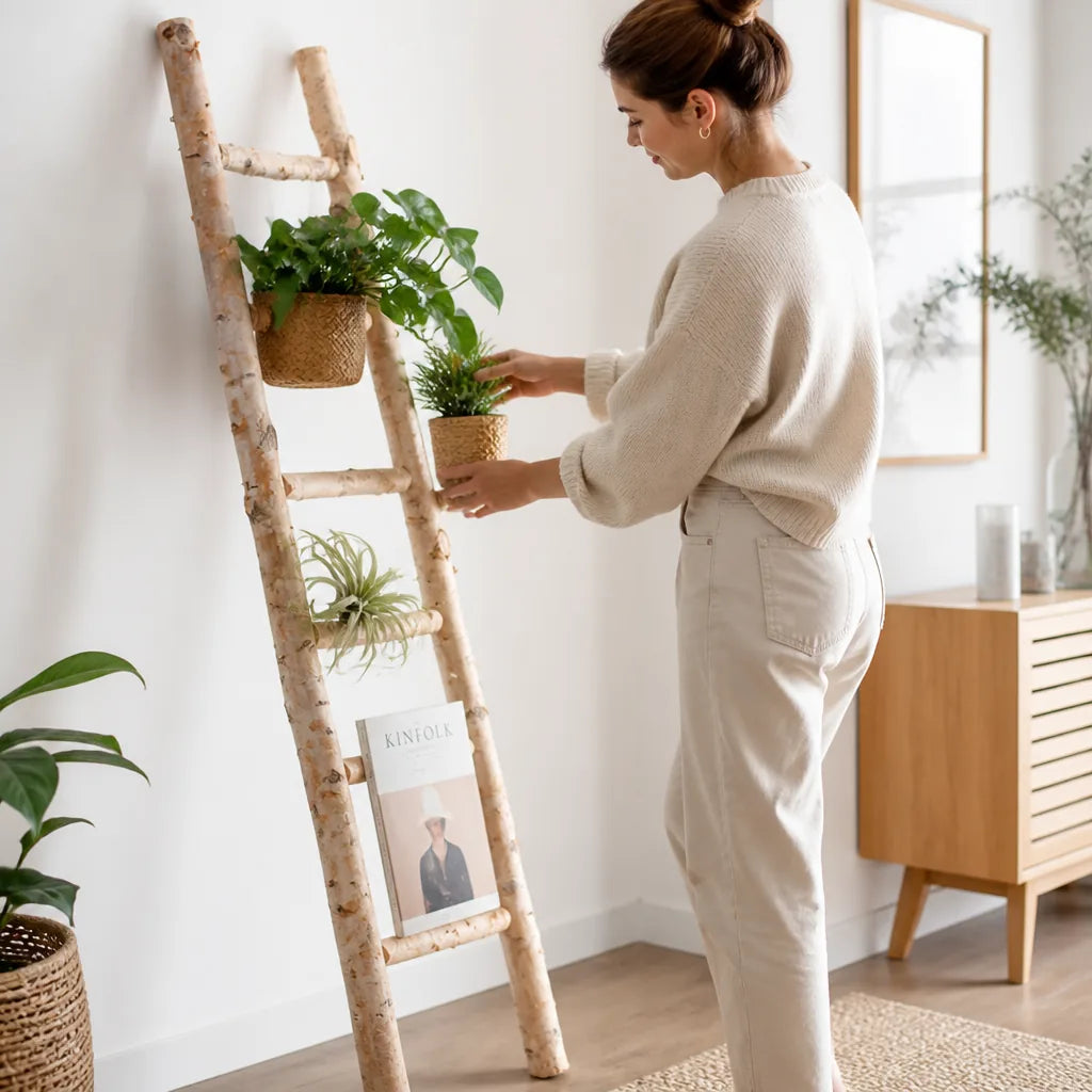 Display Ladder Natural Wood Lightweight & Durable