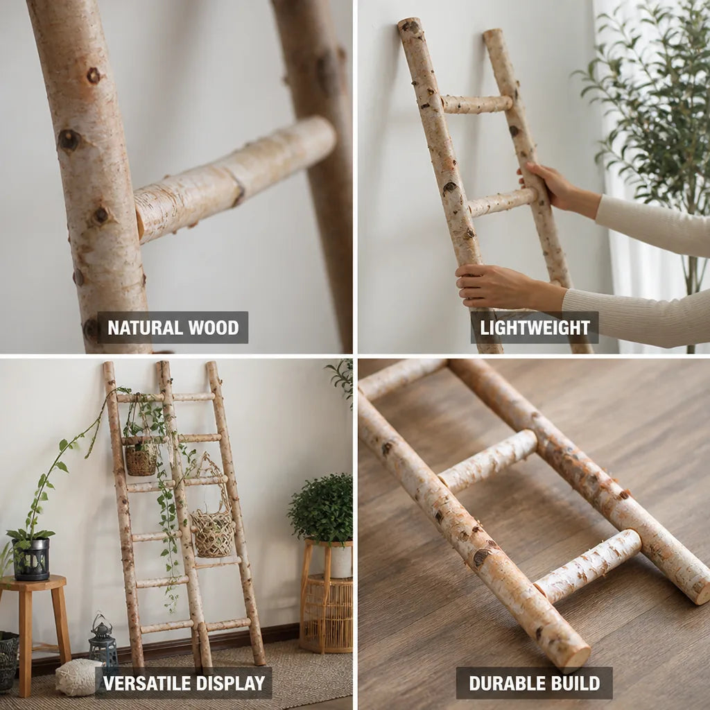 Display Ladder Natural Wood Lightweight & Durable