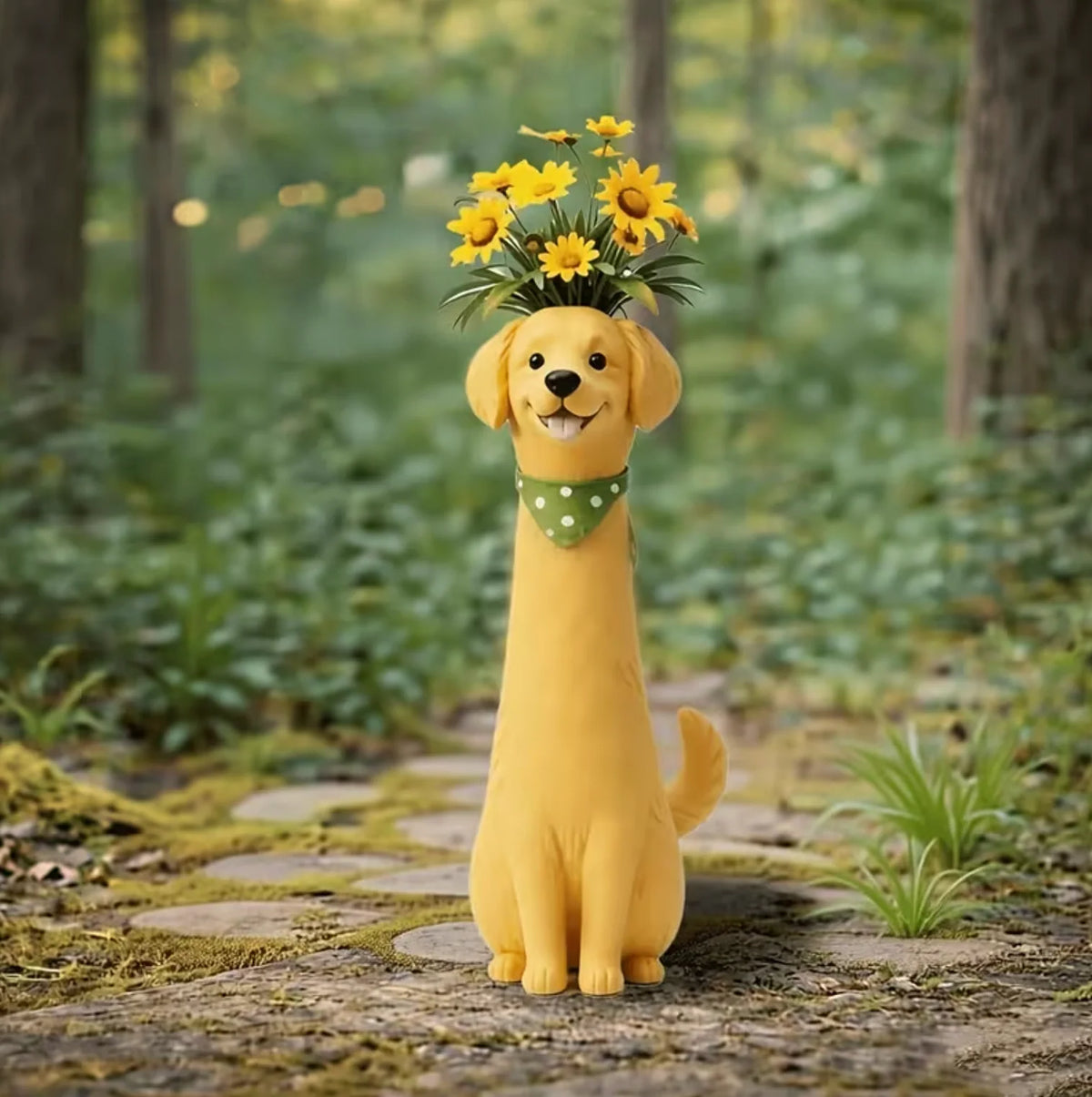 Dog Vase Hand-Painted Resin for Fresh or Dried Flowers