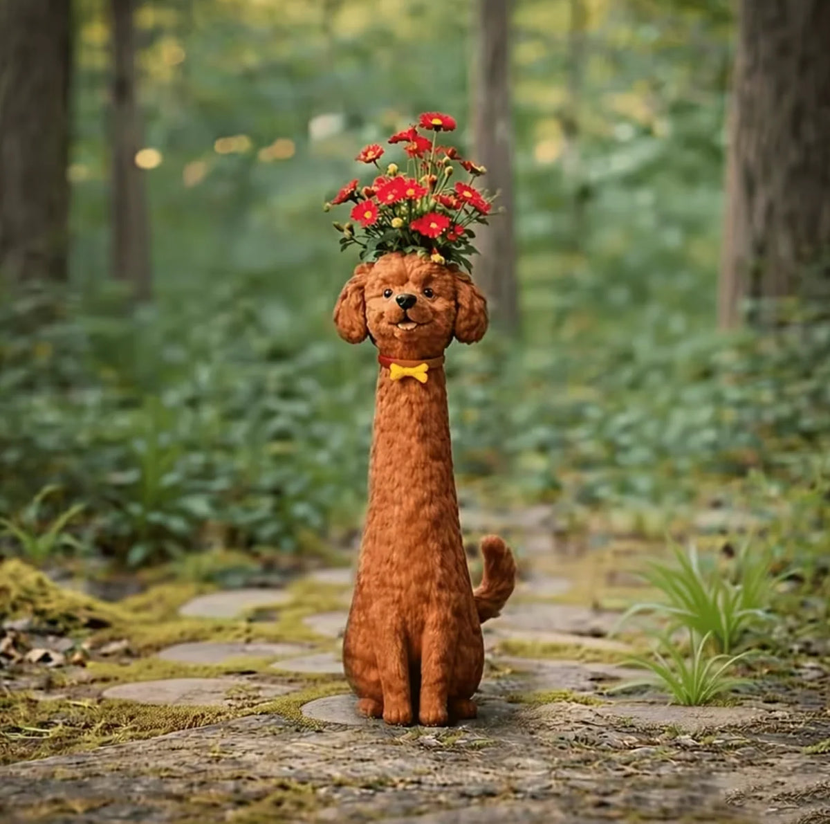 Dog Vase Hand-Painted Resin for Fresh or Dried Flowers