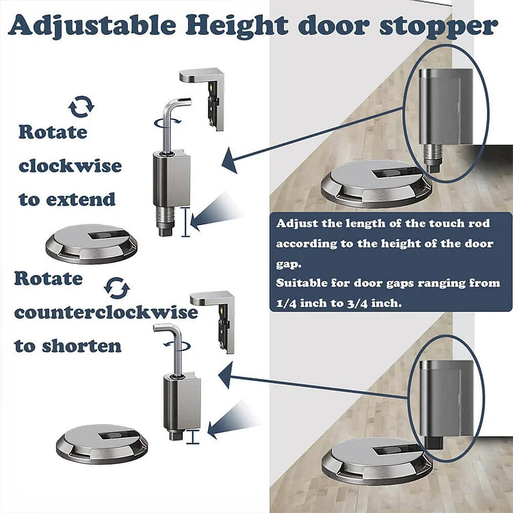 Door Stop Zinc Alloy Foot-Operated Press-Lock Floor Mount