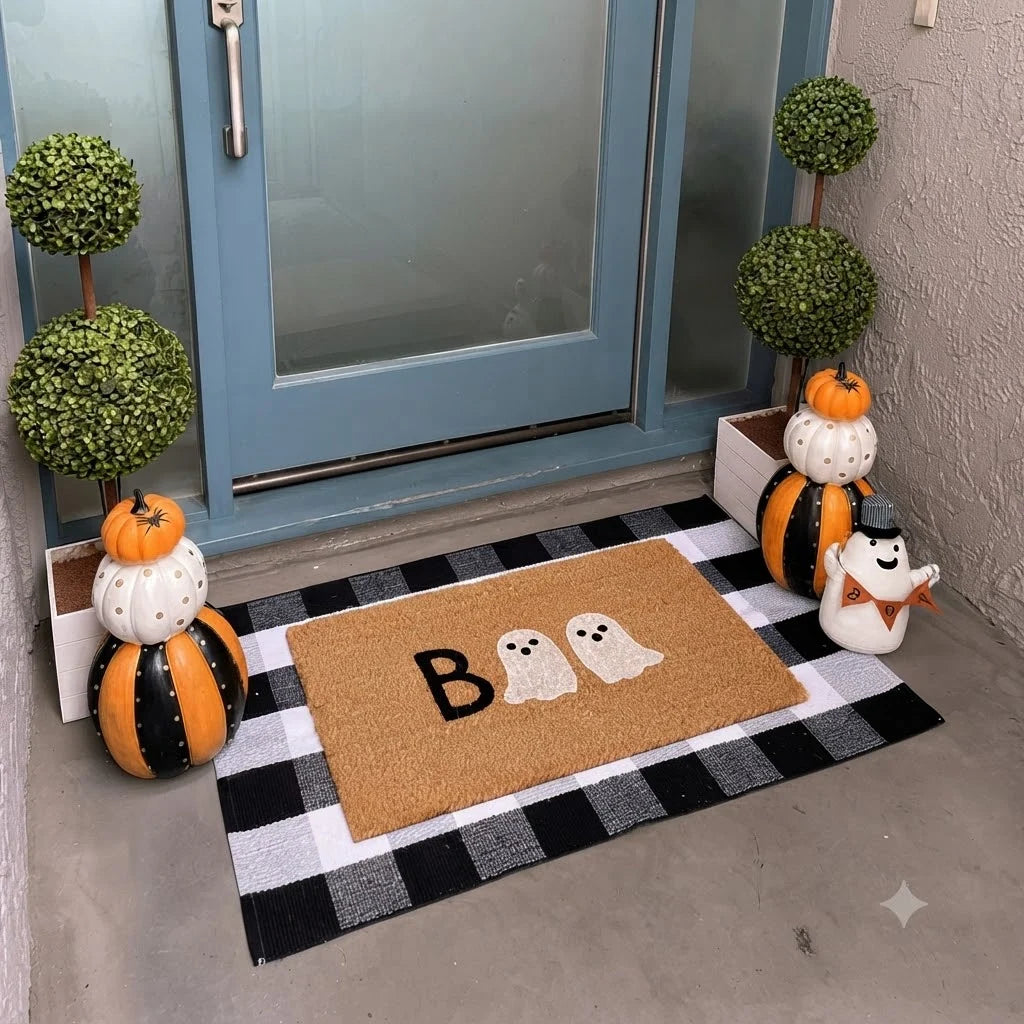 Doormat Halloween Print Dirt-Catching Textured Backing