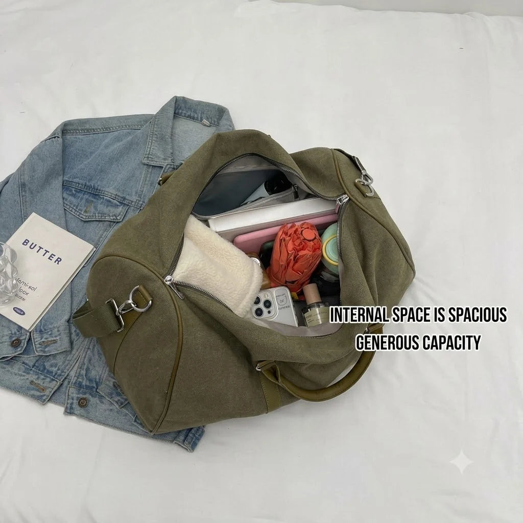 Duffle Bag Canvas Wet-Dry Compartment Adjustable Strap