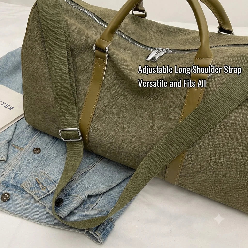 Duffle Bag Canvas Wet-Dry Compartment Adjustable Strap