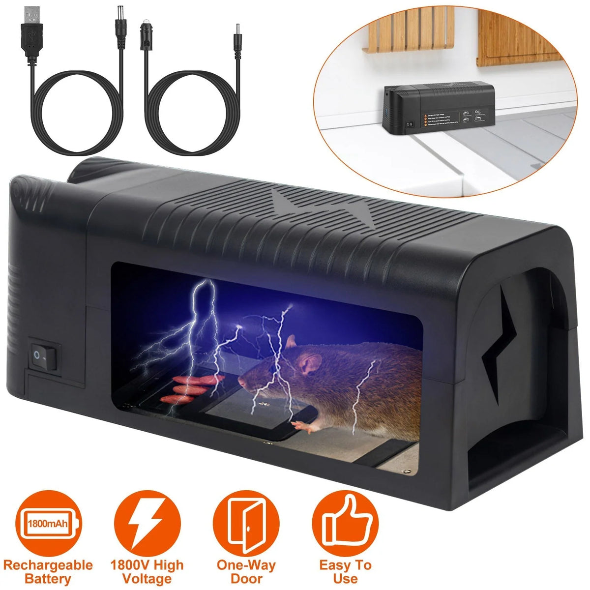 Electric Rat Trap Rechargeable Reusable 1800V