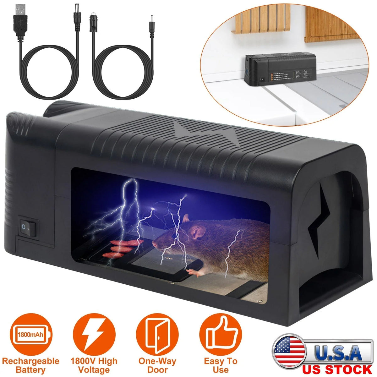 Electric Rat Trap Rechargeable Reusable 1800V