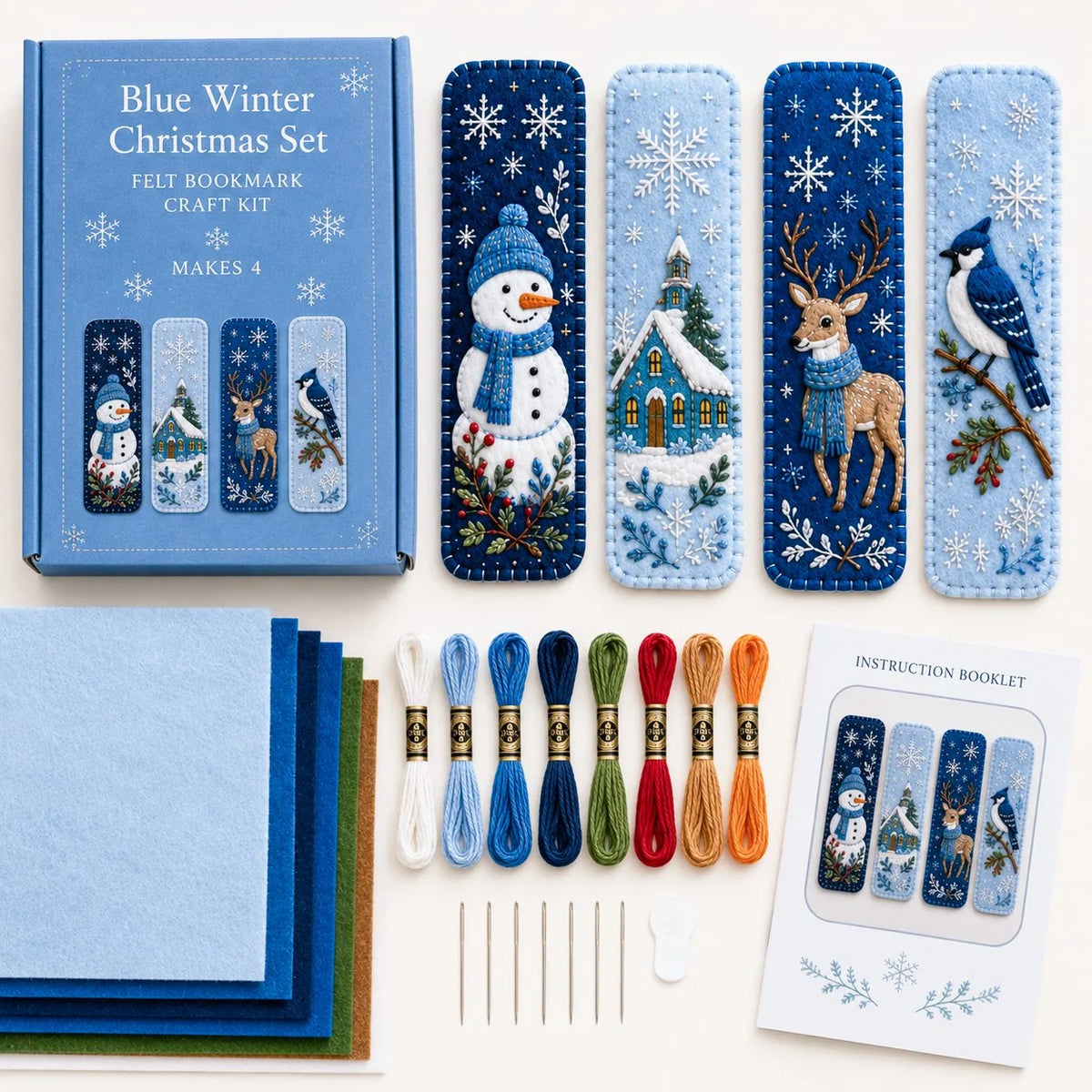 Embroidery Bookmark Kit Felt Christmas Designs Beginner-Friendly